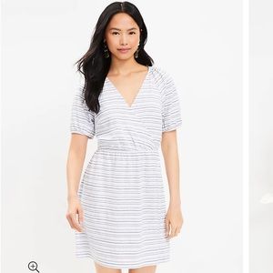 Striped Jacquard Puff Sleeve Dress